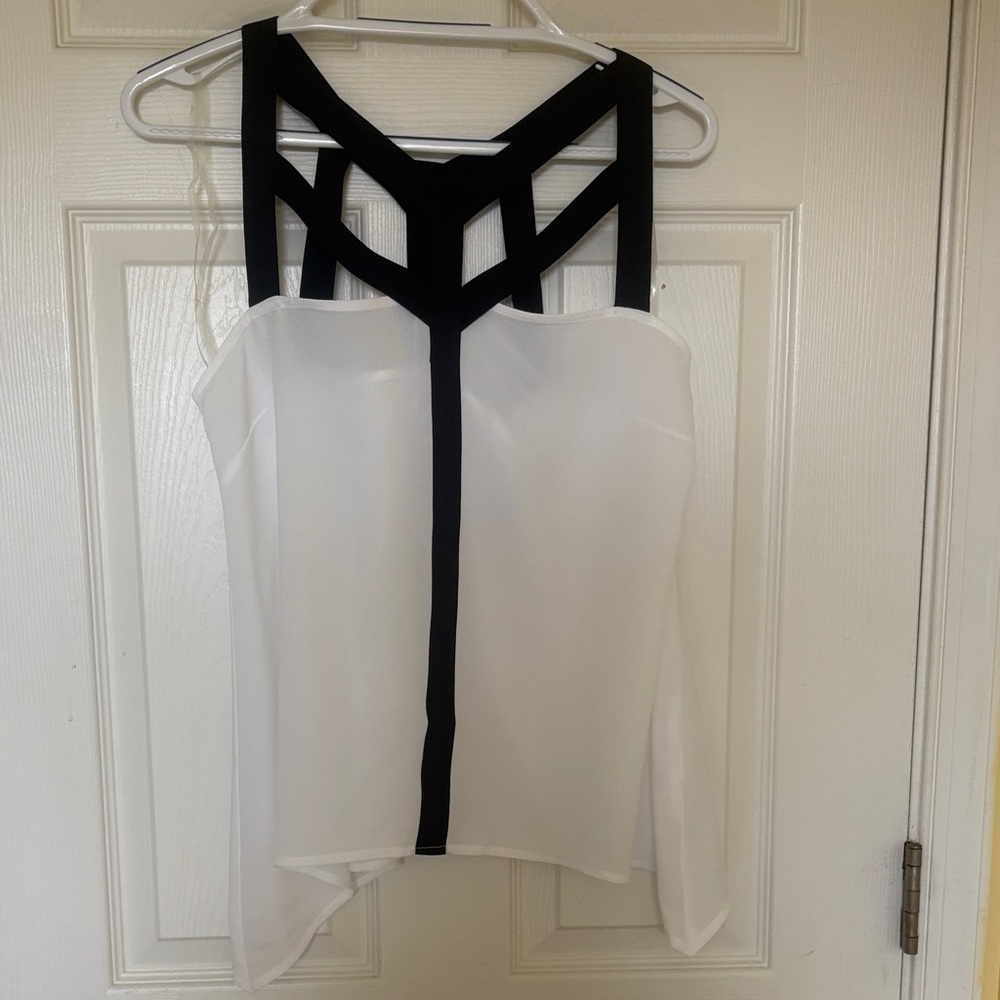 Bisou Bisou White Camisole with Black Strap Detailing